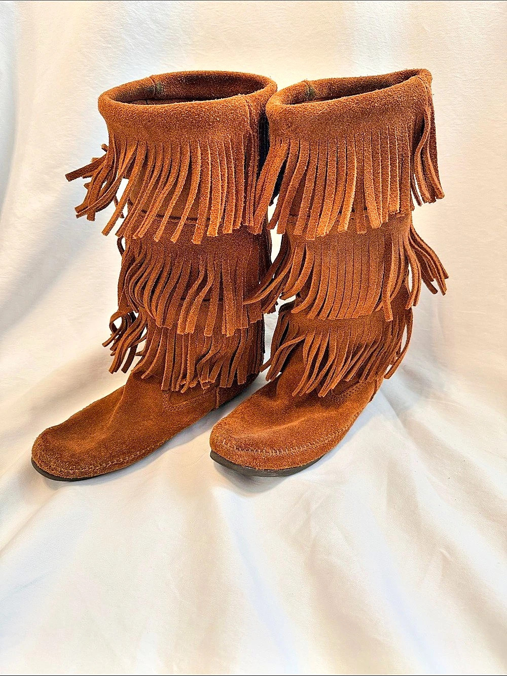 Minnetonka 3-Layer Fringe Boot Brown Fringe Boots